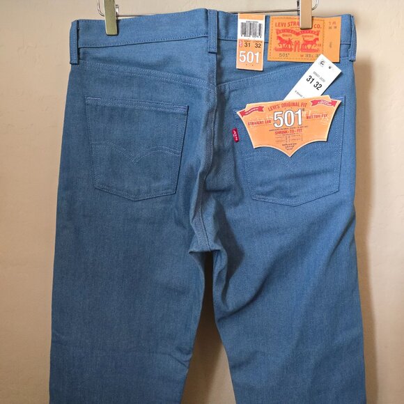 Levi’s 501 Men’s Straight Leg Button Fly Jeans 31x32 Rigid Shrink-to-Fit Blue - Picture 7 of 14